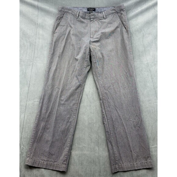 Banana Republic Kentfield Pants Chino Men's 36x30 Gray Herringbone Cotton Casual - Picture 2 of 13